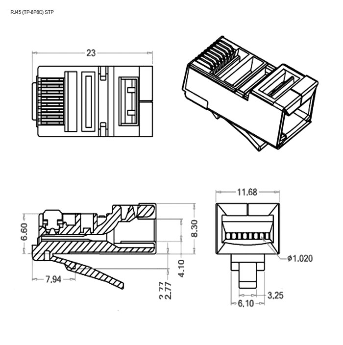 Разъем RJ45 (TP-8P8C) STP купить по цене от 4.62 руб. из наличия.